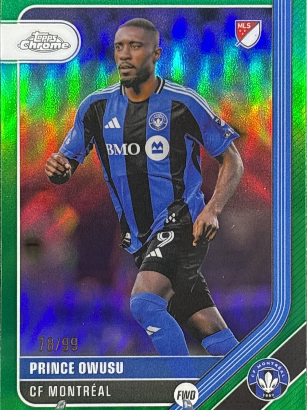 Topps CF Montréal Prince Owusu Chrome Card Green Refractor LE 78/99